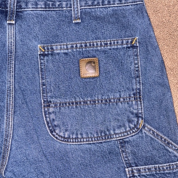 Vintage Carhartt Men's Blue Denim Shorts 34 - Picture 4 of 4